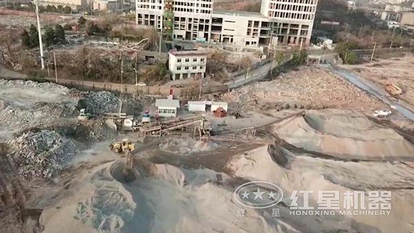 株洲大型移動(dòng)建筑垃圾破碎站廠區(qū)航拍